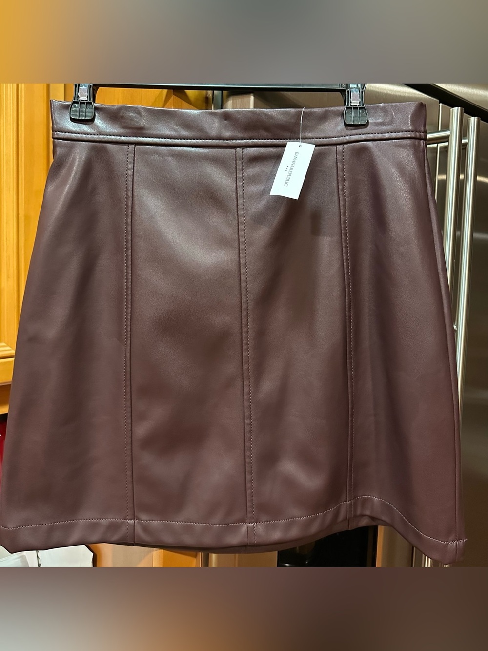 Banana Republic Faux Leather Mini Skirt in Burgundy